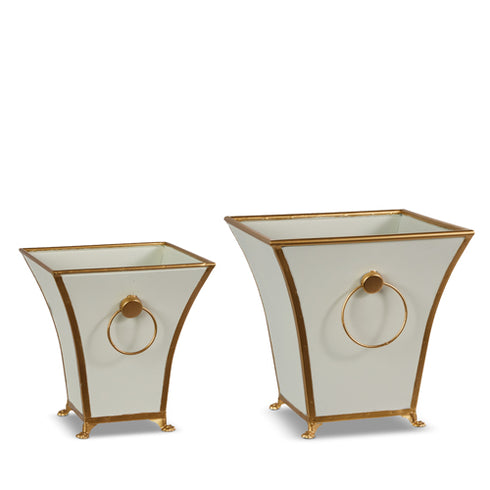 White and Gold Metal Decorative Containers